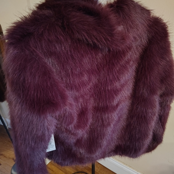 Plum Faux Fur Jacket - Picture 2 of 9
